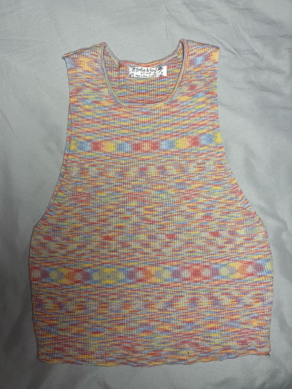 Multicolor Ribbed Knit Tank Top - Pastel Mix